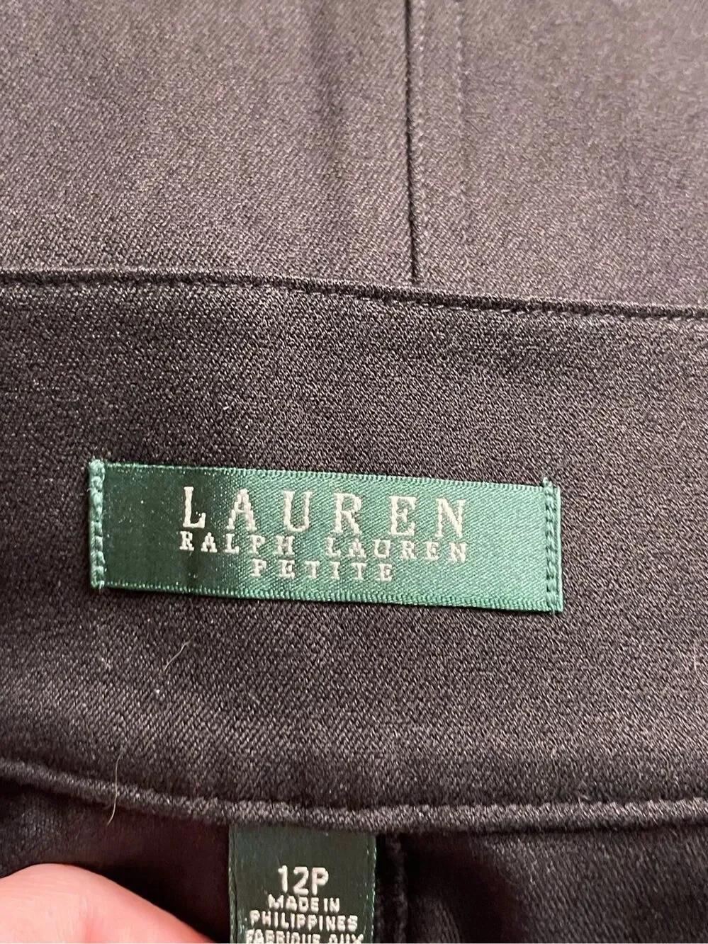Lauren Ralph Lauren Black Cotton Pencil Skirt with Silver Zipper Pockets Petite